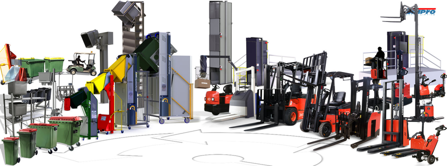 Simpro product lineup including Dockmaster, Multi-Tip, Dumpmaster, MegaDumper and Quikstak